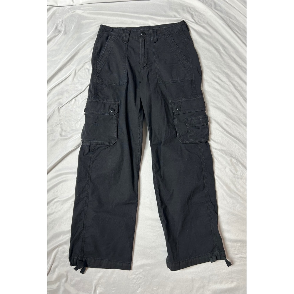 American Eagle Baggy Jogger Cargo Pants Black Utility Pockets Size 4 Short